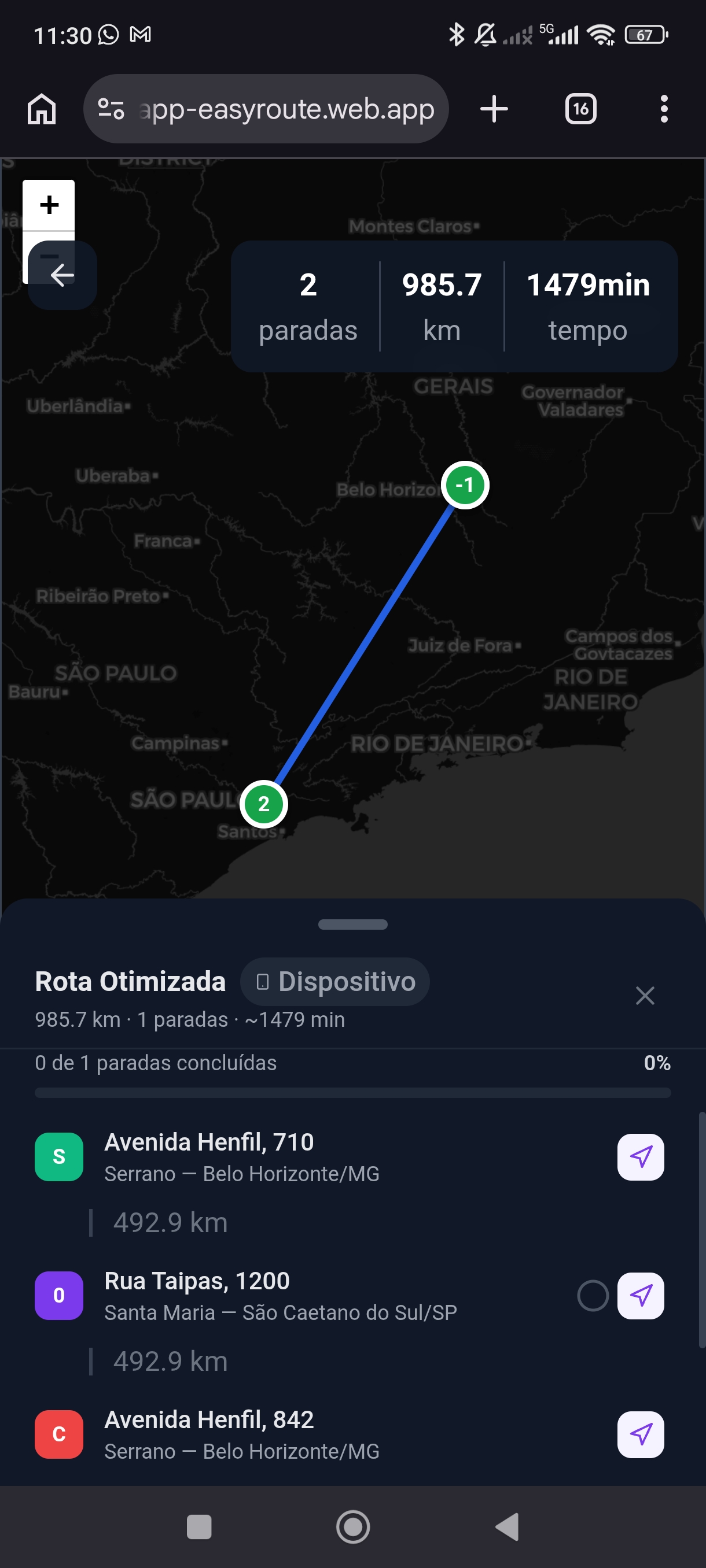 guIA Route Summary Modal